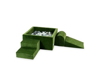 Foam speelset groen - ballenbak & 400 grijs blauwe ballen