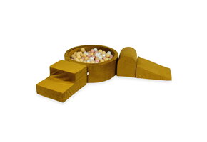 Foam speelset - goud - ballenbak rond & 200 geel roze ballen