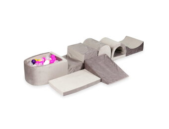 Foam speelset lila - ballenbak & 100 geel roze ballen - 7-delig