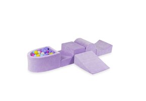 Foam speelset paars met heuvel, ballenbak & 100 paars gele ballen