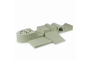 Foam speelset mint - ballenbak & 100 grijstint ballen - 7-delig