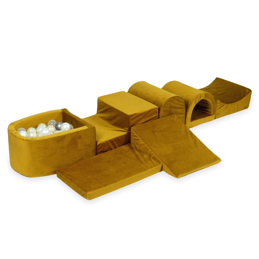 Foam speelset goud - ballenbak & 100 grijstint ballen - 7-delig