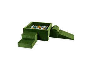 Foam speelset groen - ballenbak & 400 goud blauwe ballen