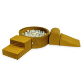 Foam speelset - goud - ballenbak rond & 200 grijstint ballen