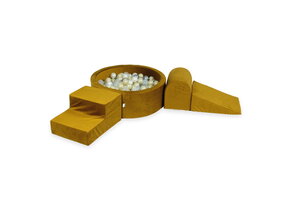 Foam speelset - goud - ballenbak rond & 200 grijstint ballen