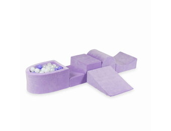 Foam speelset paars met heuvel, ballenbak & 100 grijs paarse ballen