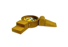 Foam speelset - goud - ballenbak rond & 200 geel blauwe ballen