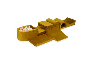 Foam speelset goud - ballenbak & 100 geel roze ballen - 7-delig