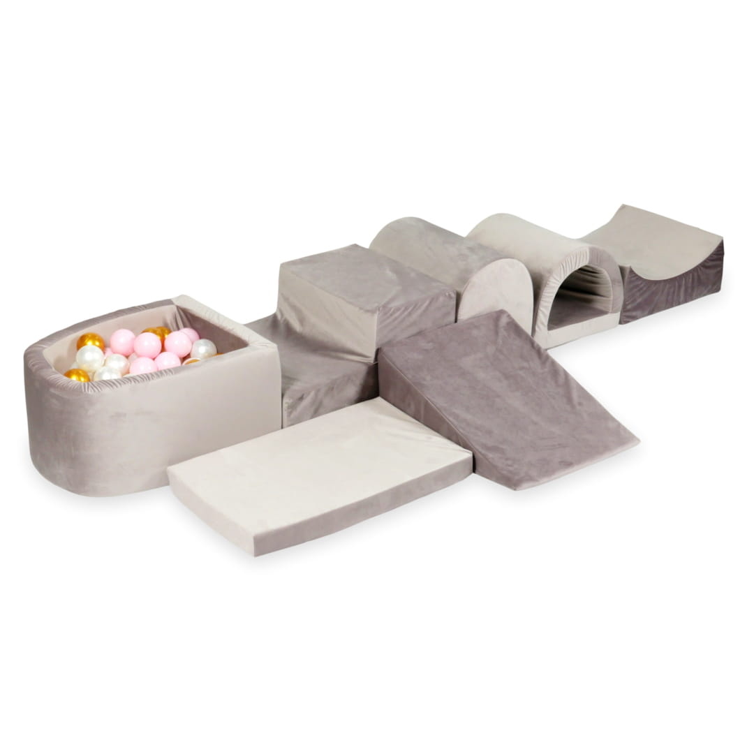 Foam speelset lila - ballenbak & 100 goud roze ballen - 7-delig