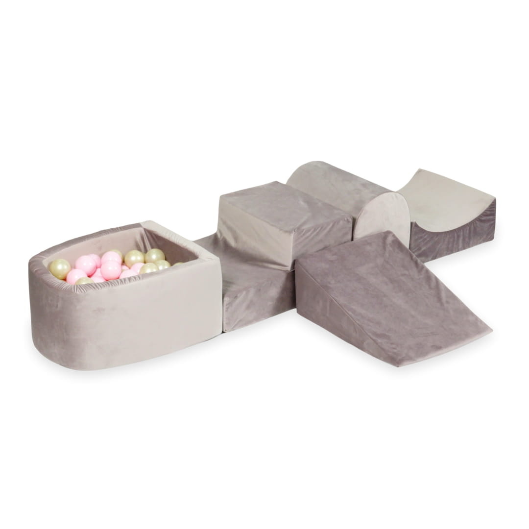 Foam speelset lila met heuvel, ballenbak & 100 beige roze ballen
