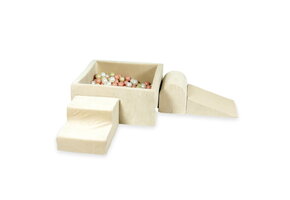 Foam speelset beige - ballenbak & 400 wit roze ballen