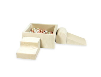 Foam speelset beige - ballenbak & 400 wit roze ballen