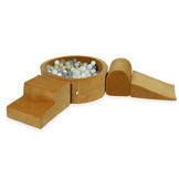 Foam speelset - caramel - ballenbak rond & 200 grijstint ballen