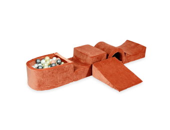 Foam speelset terra met brug, ballenbak & 100 pastel grijze ballen