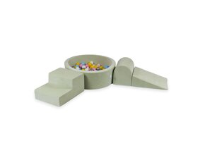 Foam speelset - mint - ballenbak rond & 200 geel roze ballen