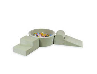 Foam speelset - mint - ballenbak rond & 200 geel roze ballen