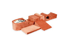 Foam speelset terra - ballenbak & 100 grijs beige ballen - 7-delig