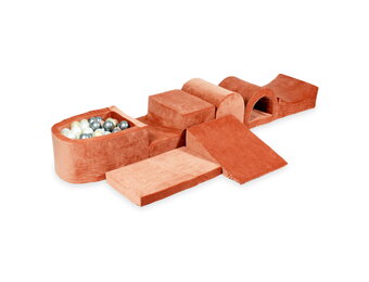 Foam speelset terra - ballenbak & 100 grijs beige ballen - 7-delig