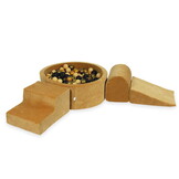 Foam speelset - caramel - ballenbak rond & 200 zwart gouden ballen