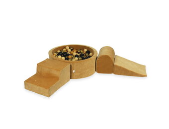 Foam speelset - caramel - ballenbak rond & 200 zwart gouden ballen