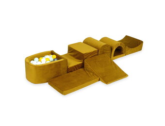 Foam speelset goud - ballenbak & 100 wit gele ballen - 7-delig