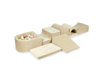 Foam speelset beige - ballenbak & 100 roze beige ballen - 7-delig