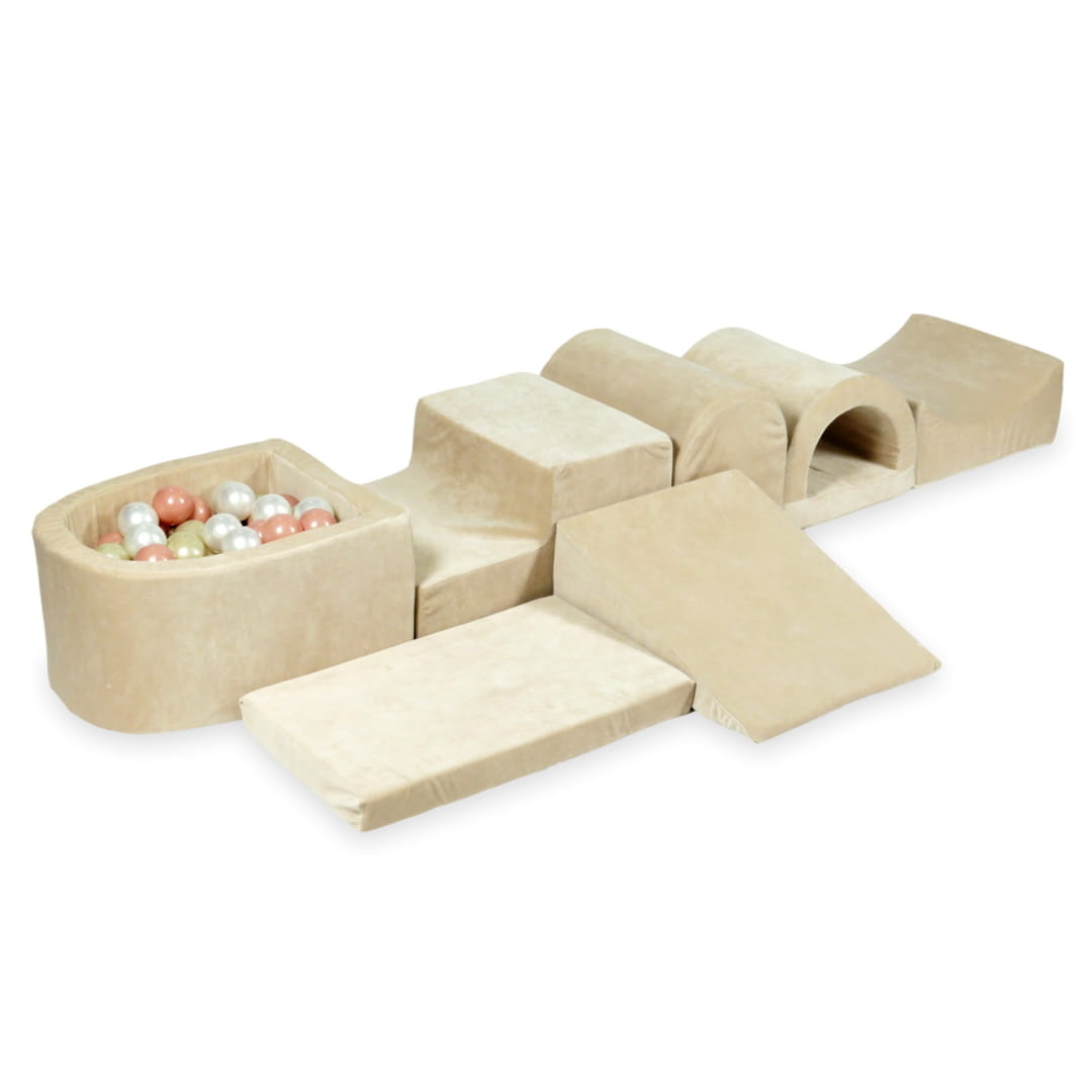 Foam speelset beige - ballenbak & 100 roze beige ballen - 7-delig