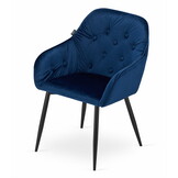 FORIO velvet eetkamerstoel - set van 2 eettafel stoelen - blauw