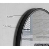 Spiegel rond - 70 cm - met plank - zwart