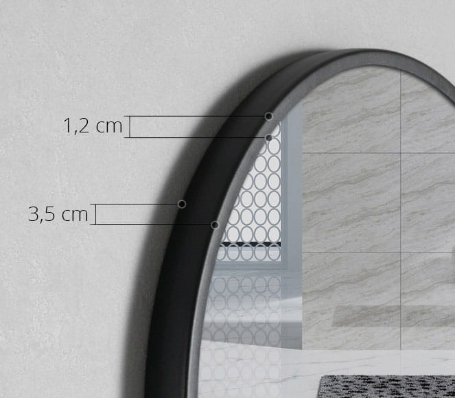 Spiegel rond - 70 cm - met plank - zwart