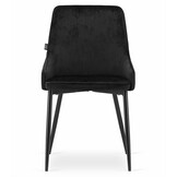 MONZA velvet eetkamerstoel - set van 4 eettafel stoelen - zwart