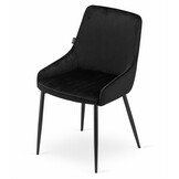 MONZA velvet eetkamerstoel - set van 4 eettafel stoelen - zwart