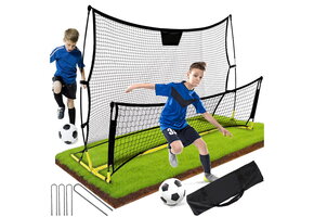 Voetbaldoel - rebounder - 2-in-1 - 220x105x110cm - geel, zwart