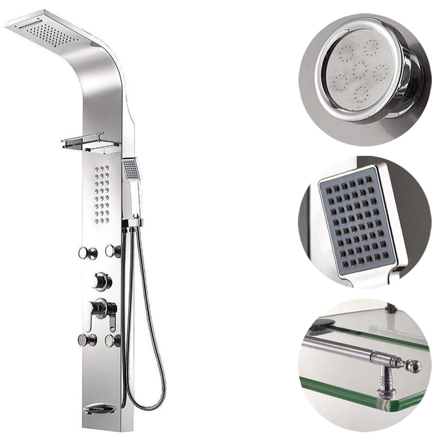 Douchepaneel - met planchet, regendouche & hydromassage - 150cm