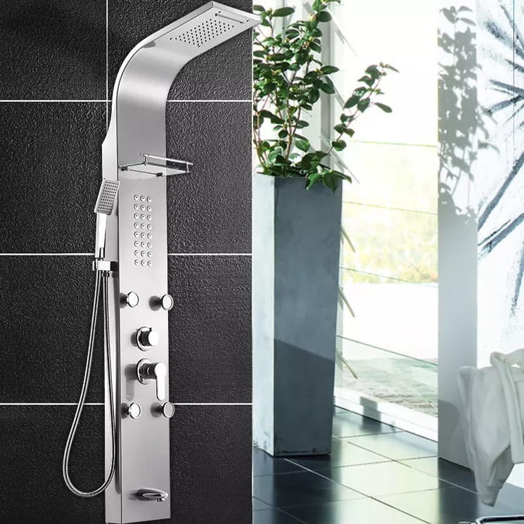 Douchepaneel - met planchet, regendouche & hydromassage - 150cm