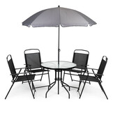 Tuinmeubelset - 80x70 cm - met parasol - zwart