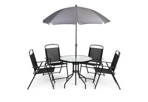 Tuinmeubelset - 80x70 cm - met parasol - zwart