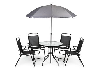 Tuinmeubelset - 80x70 cm - met parasol - zwart