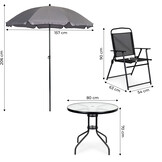 Tuinmeubelset - 80x70 cm - met parasol - zwart