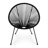 Draadstoel tuin - 80x67x60cm - staal & rotan - zwart