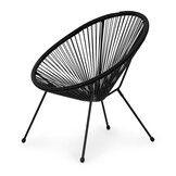 Draadstoel tuin - 80x67x60cm - staal & rotan - zwart