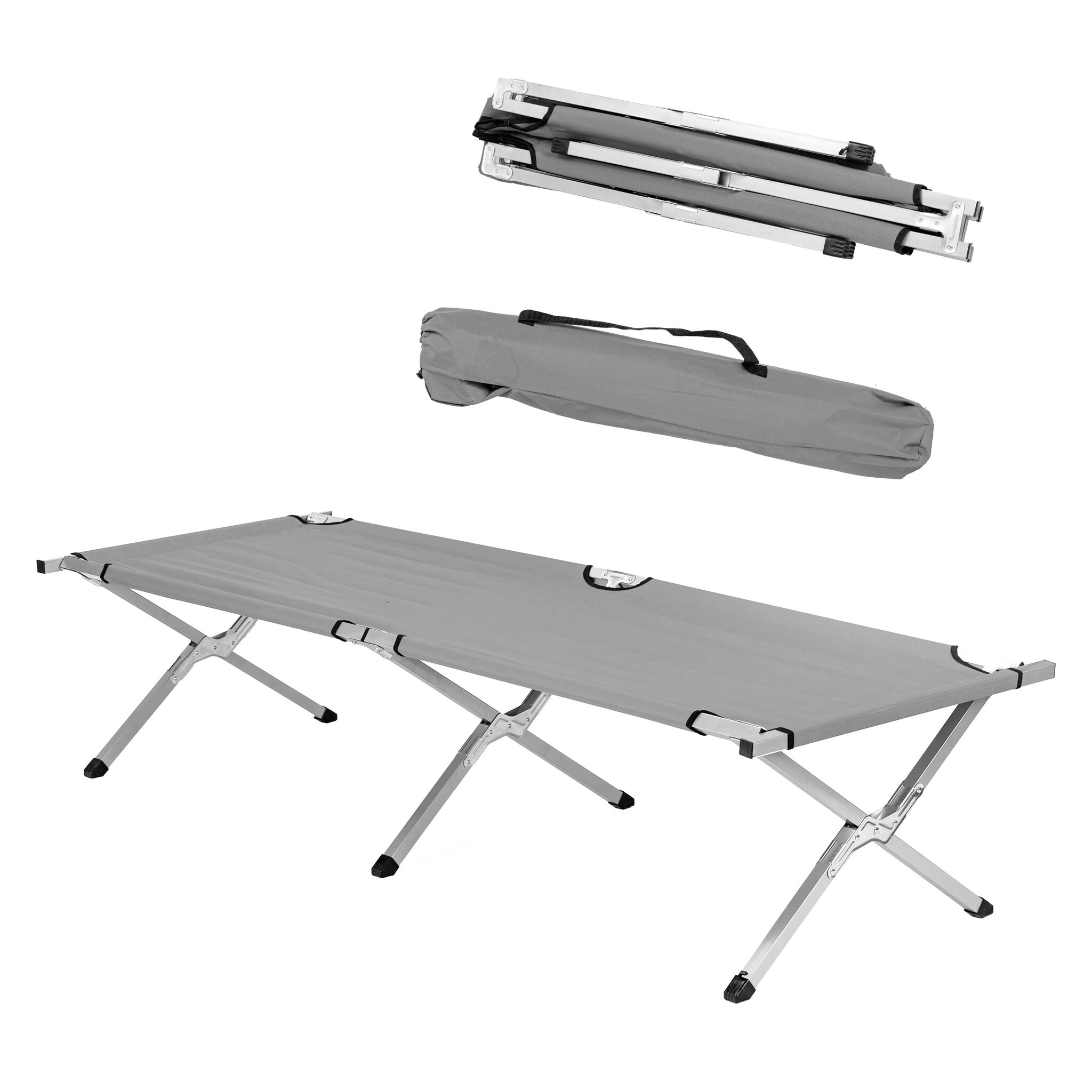 Veldbed - 190x64 cm - opvouwbaar - grijs