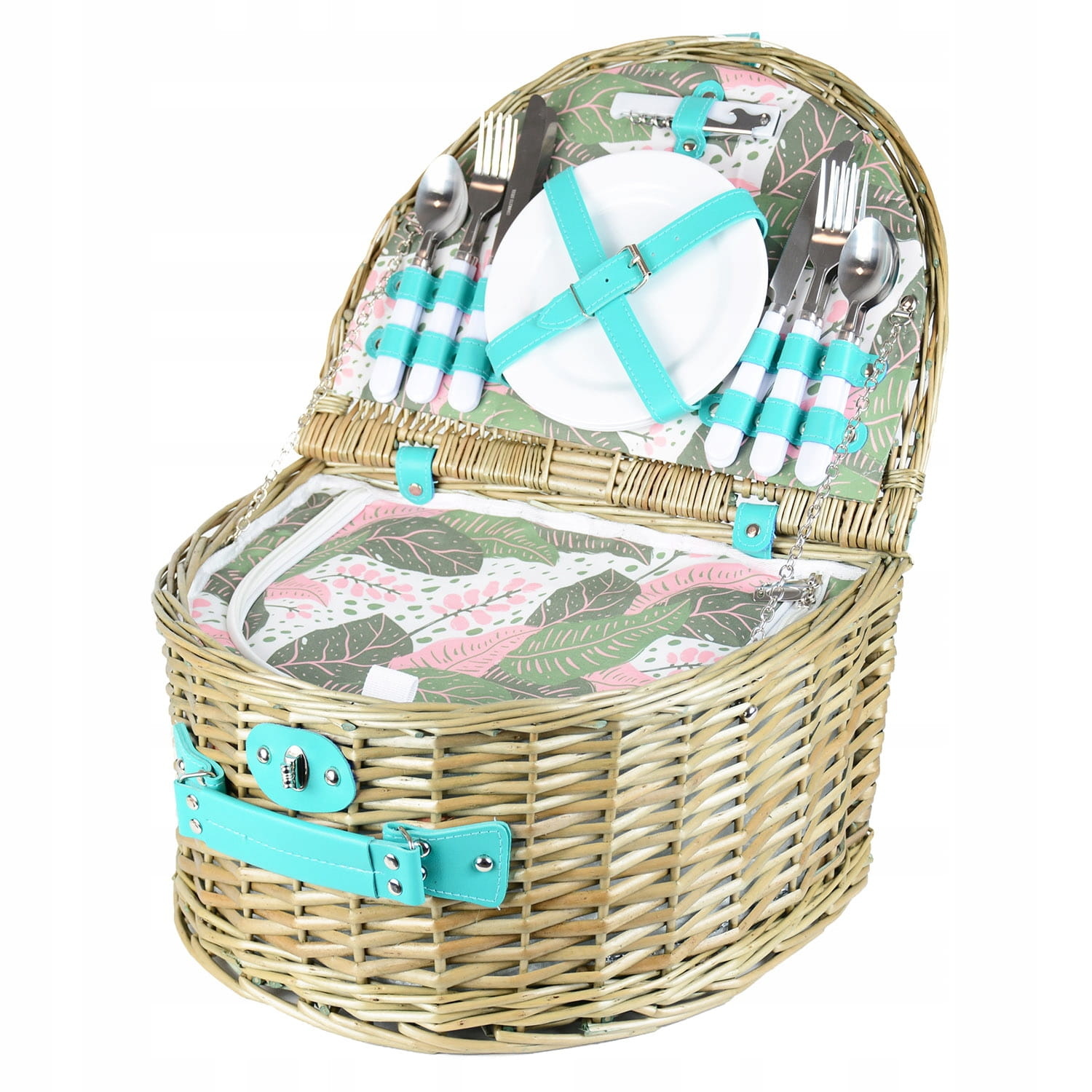 Picknickmand - 4 personen - met thermotas - 41x31x22cm - riet