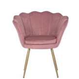 Schelp stoel - fauteuil - 58x51x88 cm - velvet - roze, goud