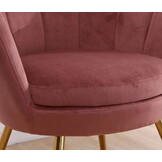 Schelp stoel - fauteuil - 58x51x88 cm - velvet - roze, goud