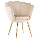Schelp stoel - fauteuil - 58x51x88 cm - velvet - beige, goud