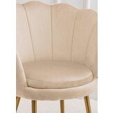 Schelp stoel - fauteuil - 58x51x88 cm - velvet - beige, goud