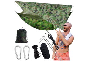 Reishangmat - met klamboe & tarp - 260x140cm - camouflage