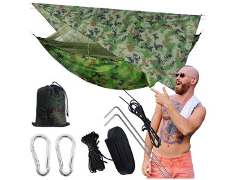 Reishangmat - met klamboe & tarp - 260x140cm - camouflage