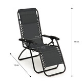 Ligstoel tuin - 90x119cm - verstelbaar - antraciet